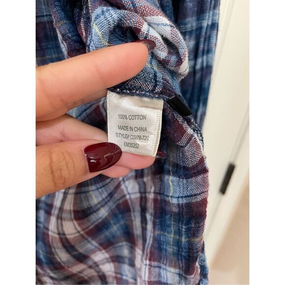 Cloth & Stone by Anthropologie Cloud Wash Gauze Plaid Button Down Shirt Size XS - Picture 4 of 5